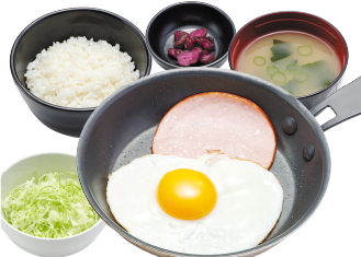 ハムエッグ定食